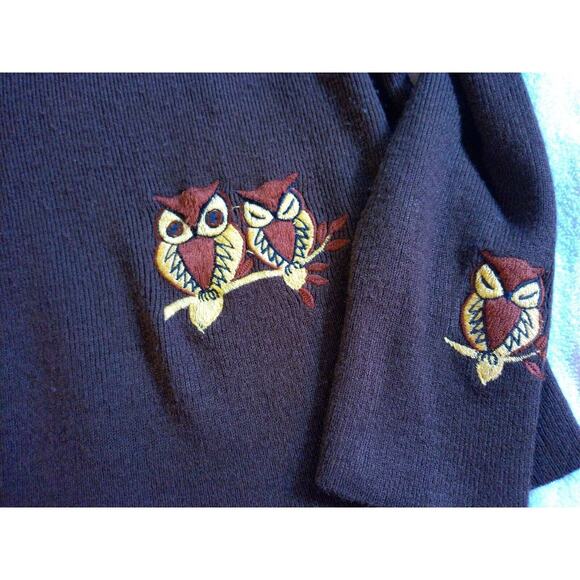 LeRoy Knitwear 100% Acrylic Taiwan brown V-neck long sleeved sweater L - Picture 4 of 5